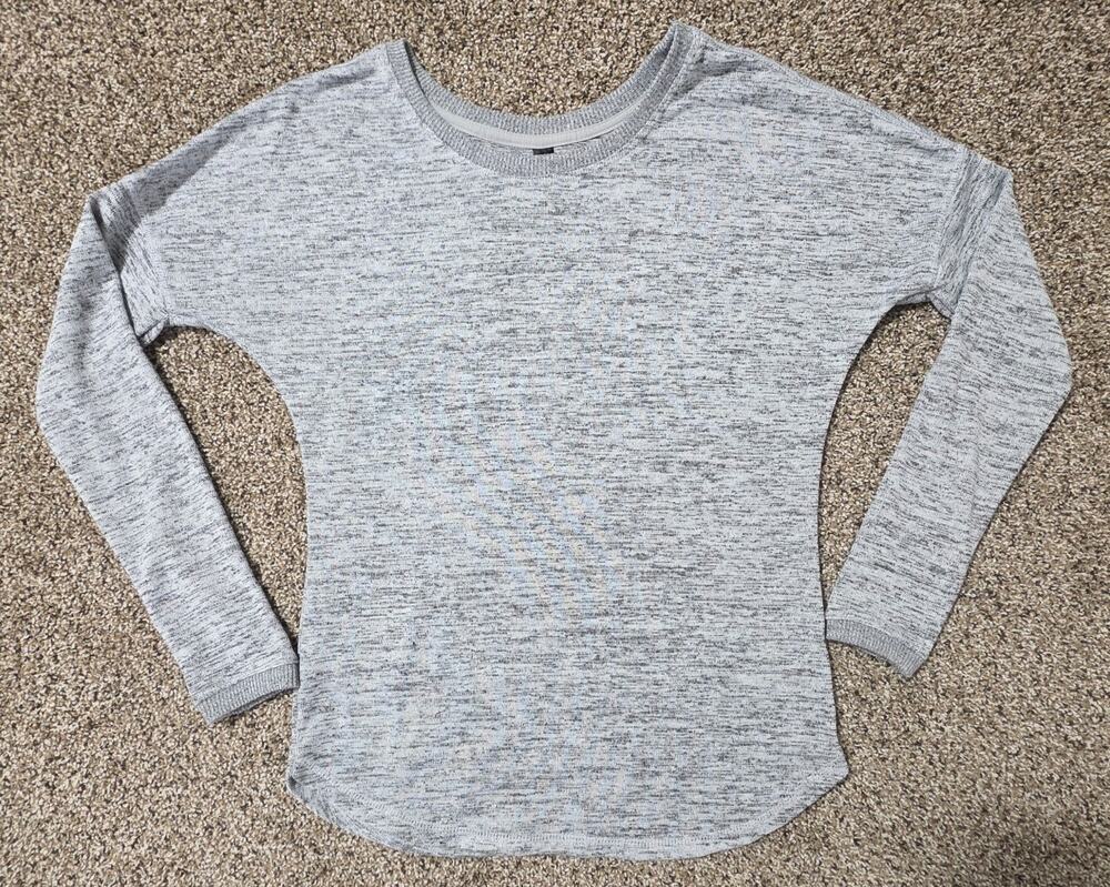 90 Degree By Reflex Women XS Gray Space Dye Long Sleeve Active Shirt Thumbholes